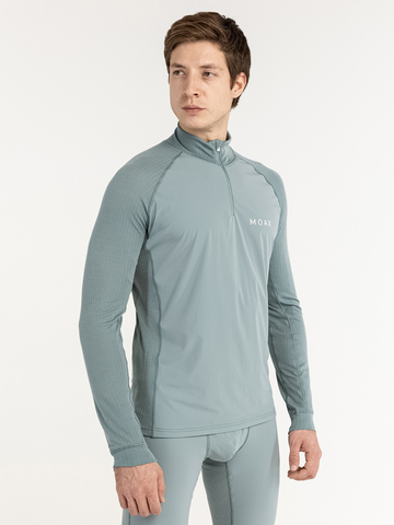 Мужская терморубашка с ветрозащитой Moax Race Wind LS серо-зеленая