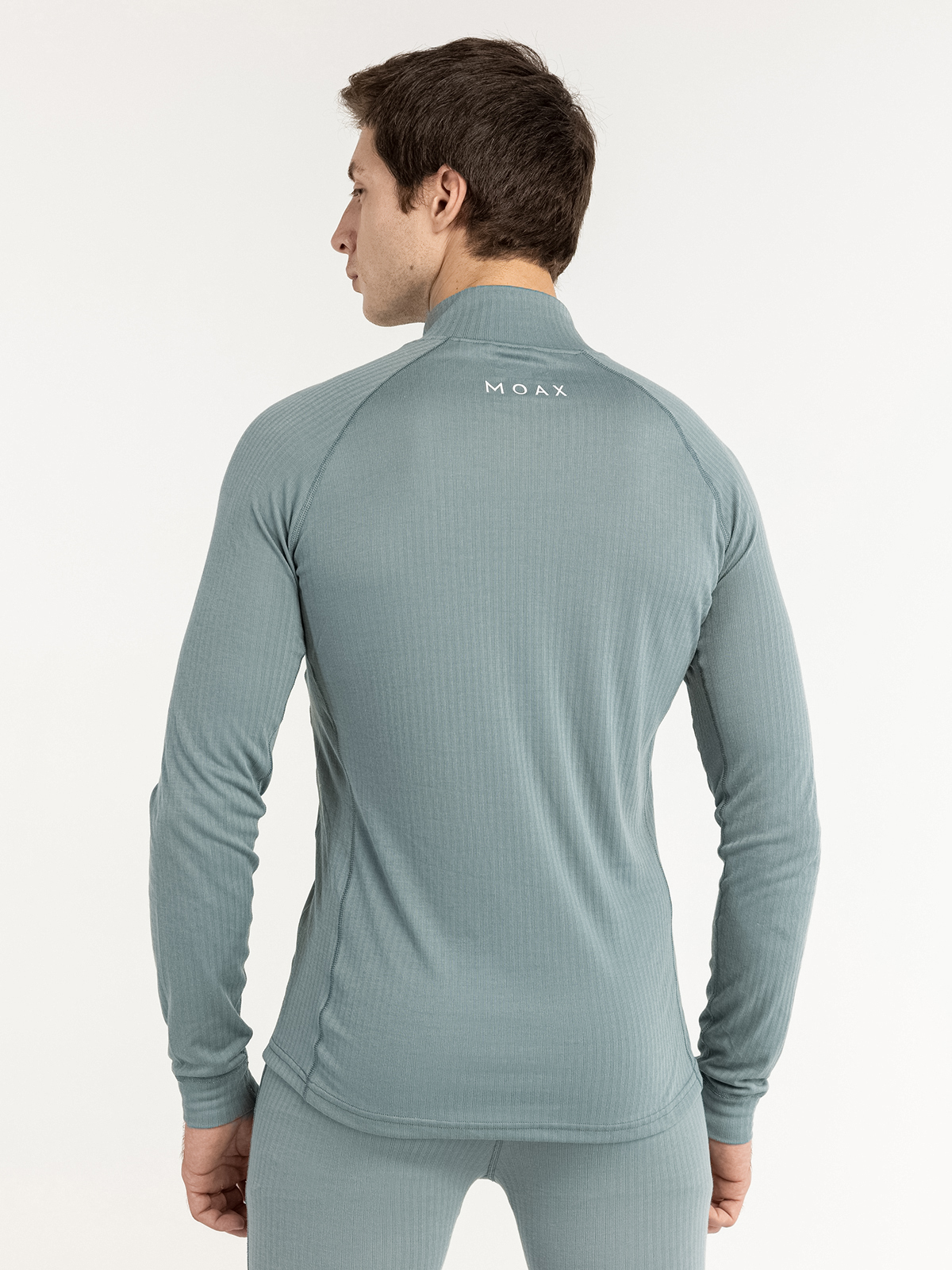 Мужская терморубашка с ветрозащитой Moax Race Wind LS серо-зеленая - 5