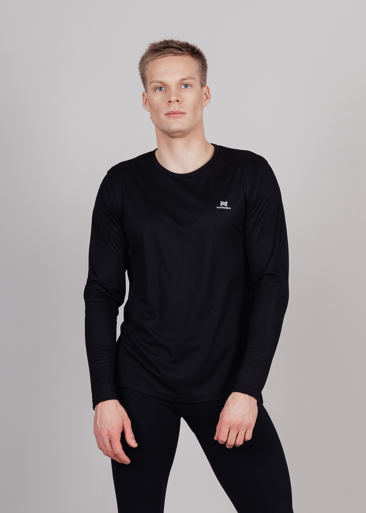 Мужская футболка для бега с длинным рукавом Nordski Training black