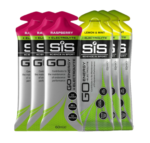 Набор углеводных гелей с электролитами SIS Go Isotonic Gel + Electrolyte 60 мл лимон-мята-малина 6 шт