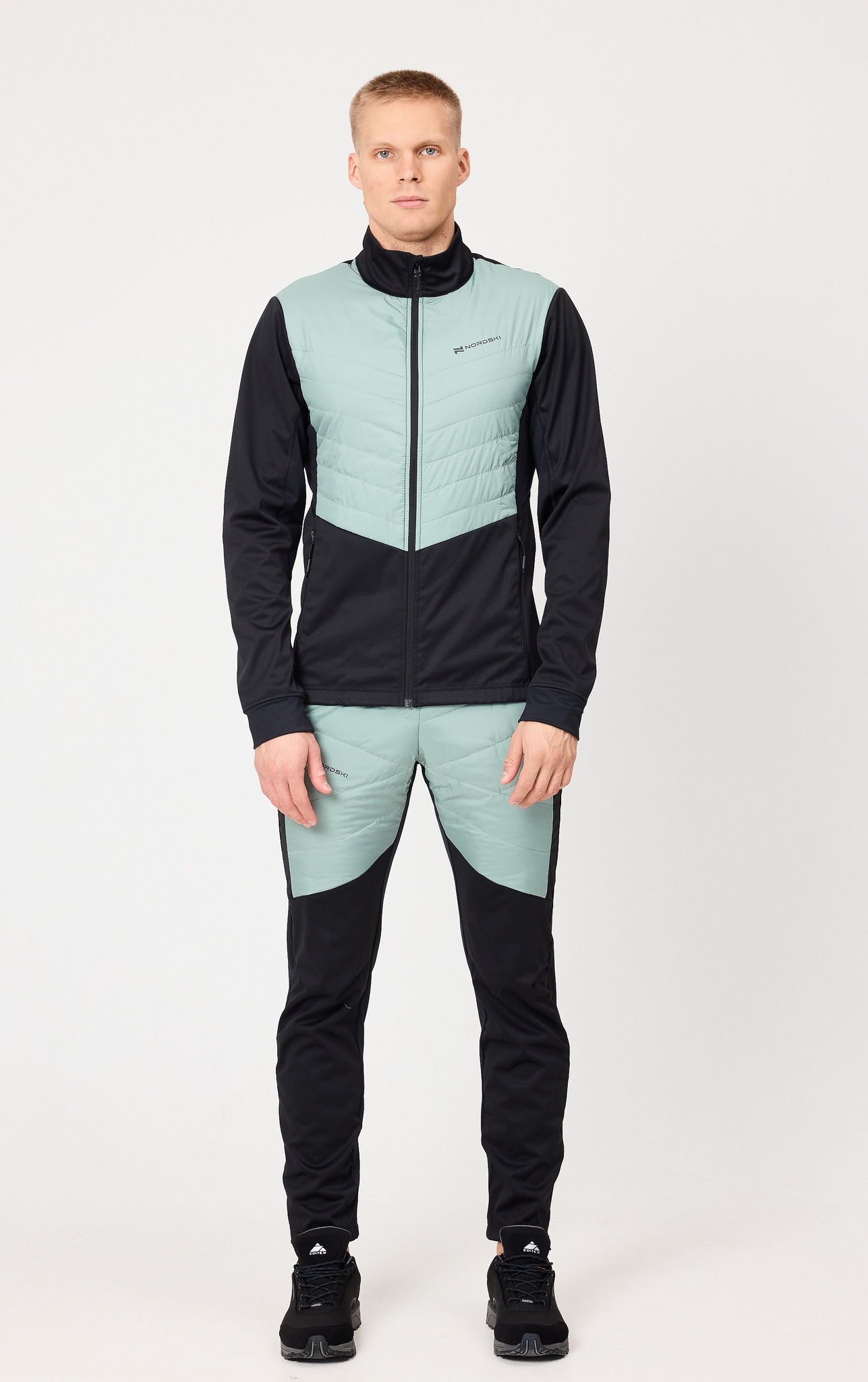 Мужская куртка для лыж и бега зимой Nordski Hybrid Pro black-ice mint - 9