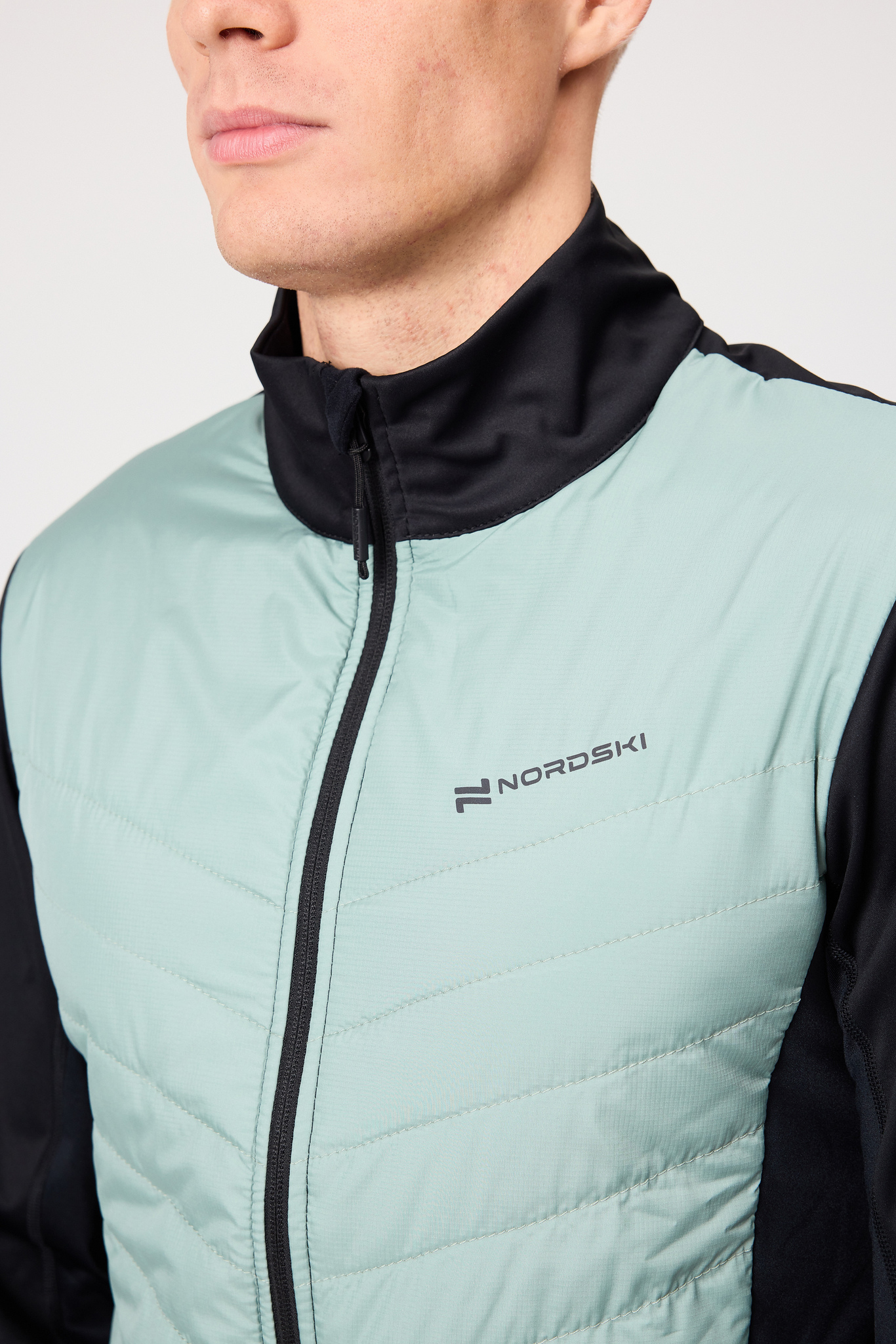 Мужская куртка для лыж и бега зимой Nordski Hybrid Pro black-ice mint - 5