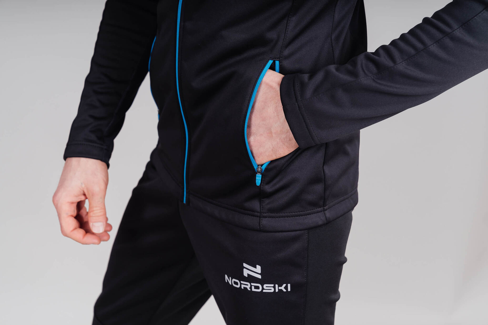Мужской утепленный разминочный костюм Nordski Base black-blue - 8