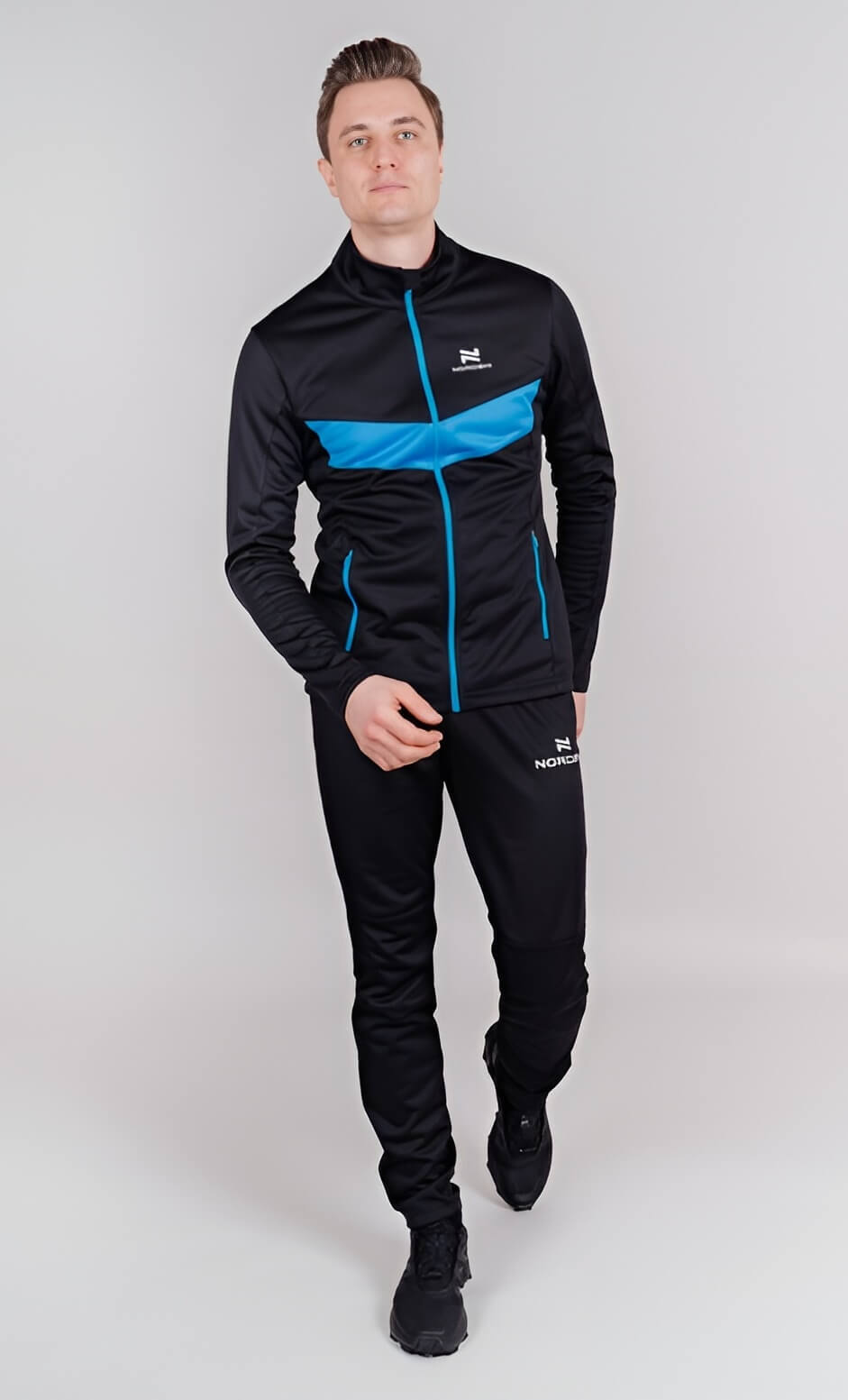 Мужской утепленный разминочный костюм Nordski Base black-blue