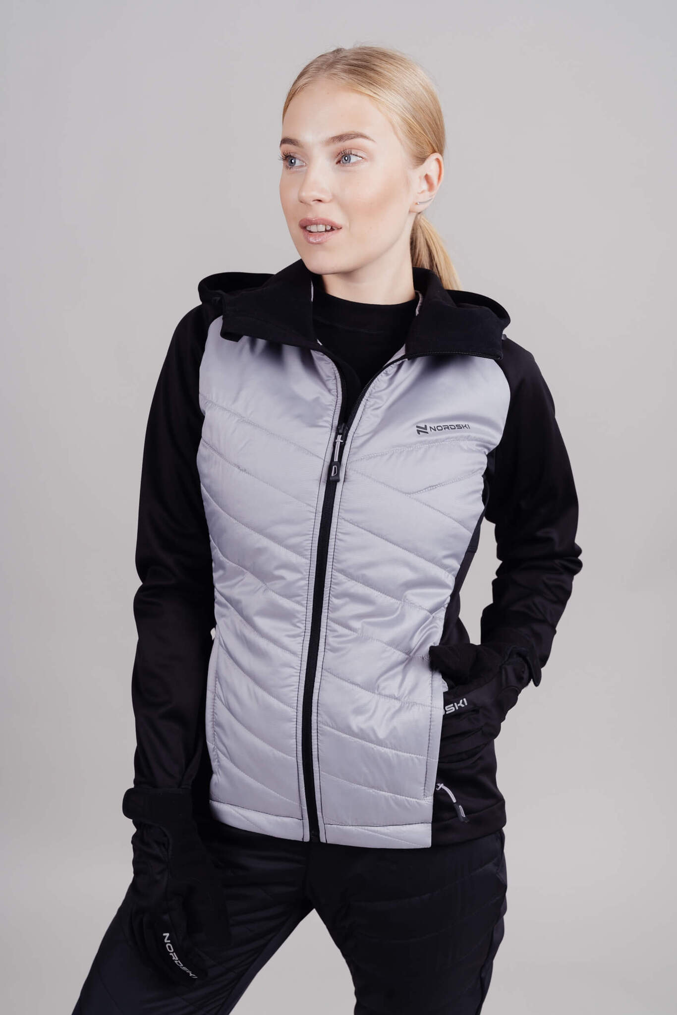 Женская тренировочная куртка с капюшоном Nordski Hybrid Hood black-grey - 5