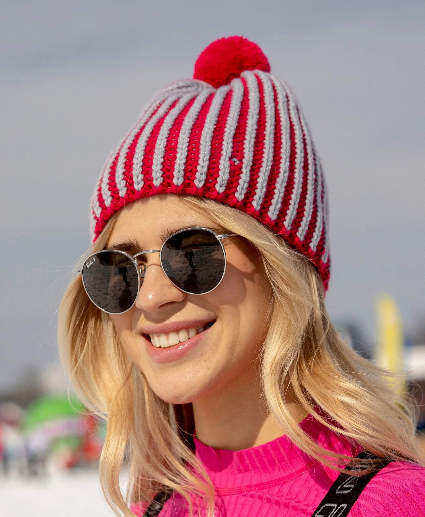 Вязаная шапка с шерстью Nordski Wool fuchsia-grey - 2