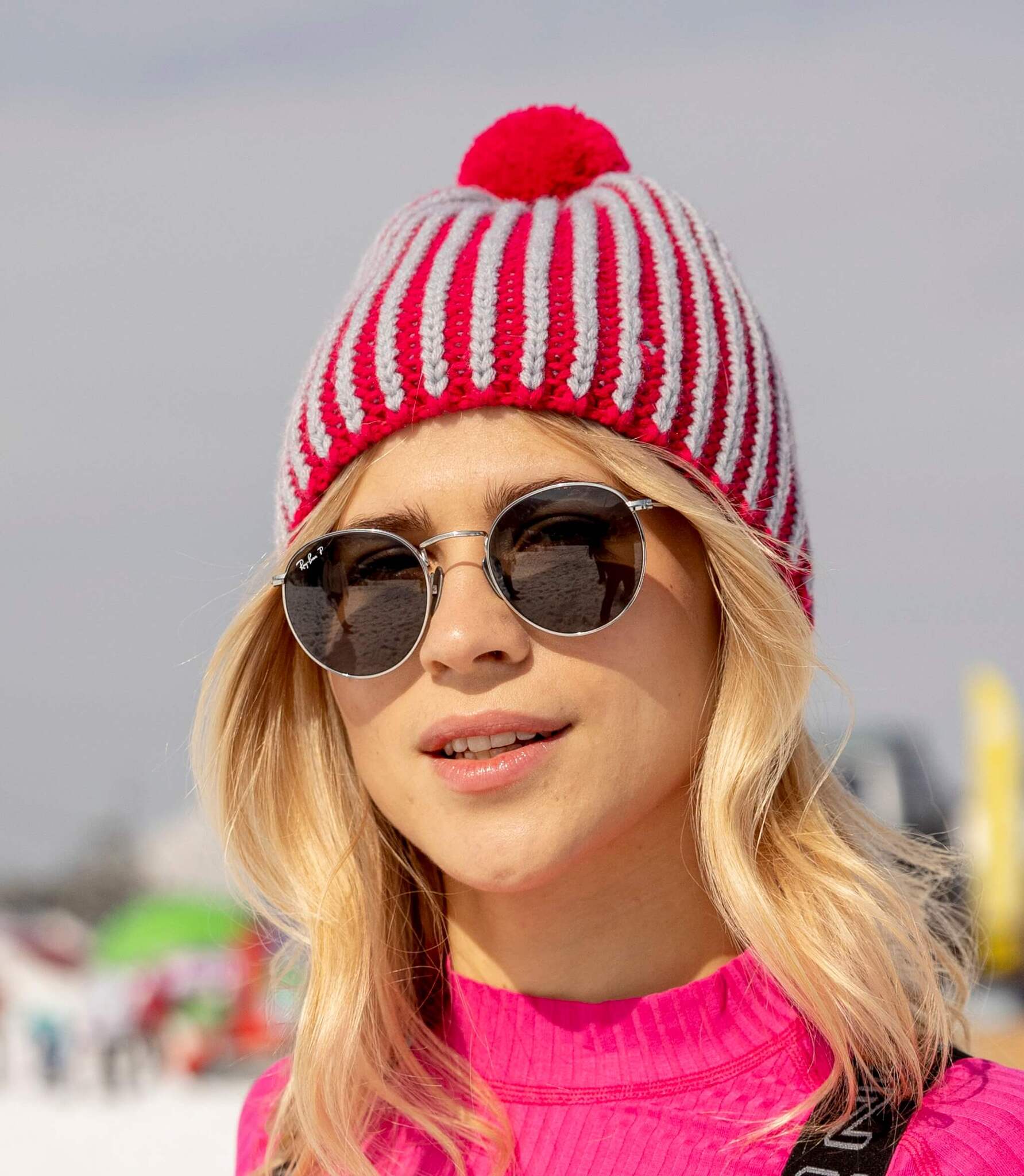 Вязаная шапка с шерстью Nordski Wool fuchsia-grey