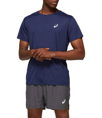 Asics Silver Ss Top футболка для бега мужская темно-синяя