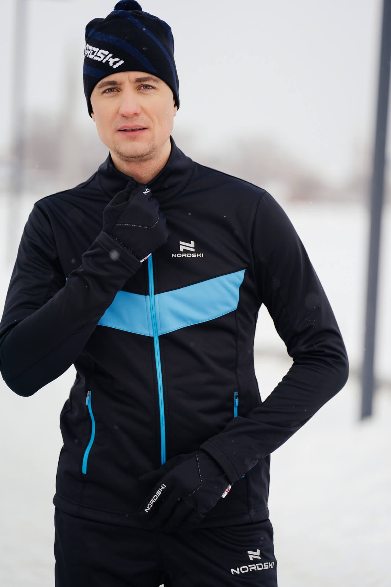 Мужской утепленный разминочный костюм Nordski Base black-blue - 3