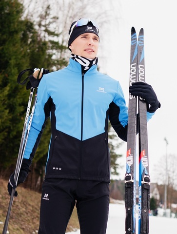Мужская тренировочная лыжная куртка Nordski Pro light blue-black