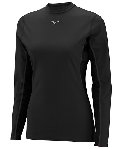 Термобелье рубашка женская Mizuno Middleweight Crew черная (Распродажа)