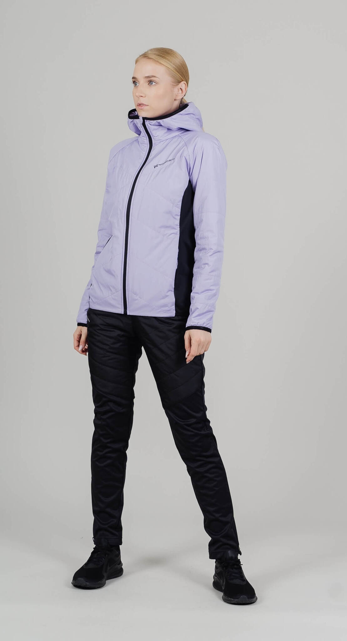 Женская тренировочная куртка с капюшоном Nordski Hybrid Warm lavender-black - 6