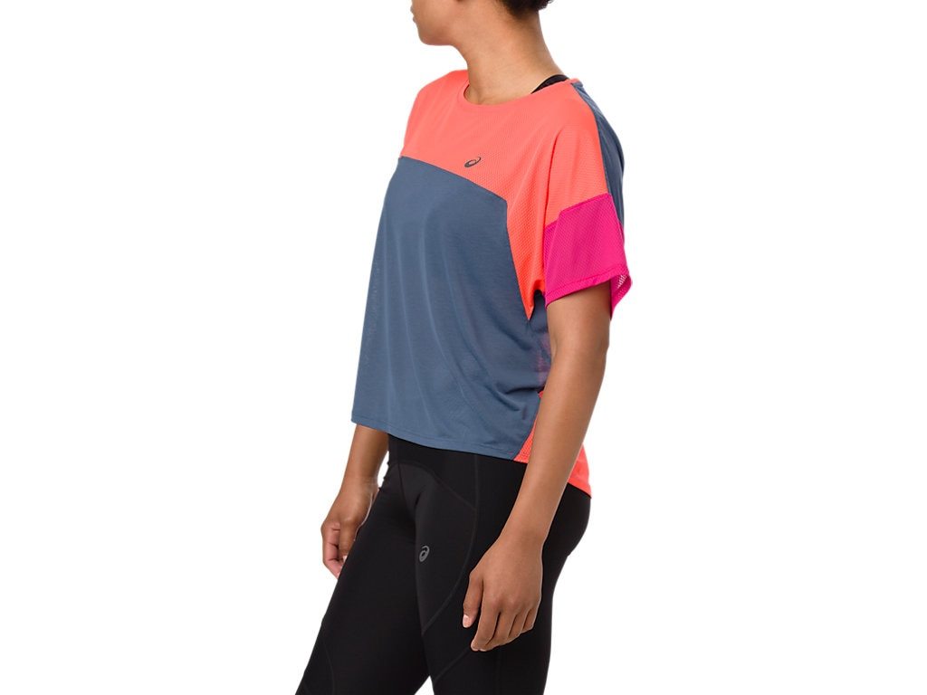 Asics Style Top футболка для бега женская розовая-серая - 3