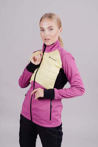 Женская куртка для лыж и бега зимой Nordski Hybrid fuchsia-yellow