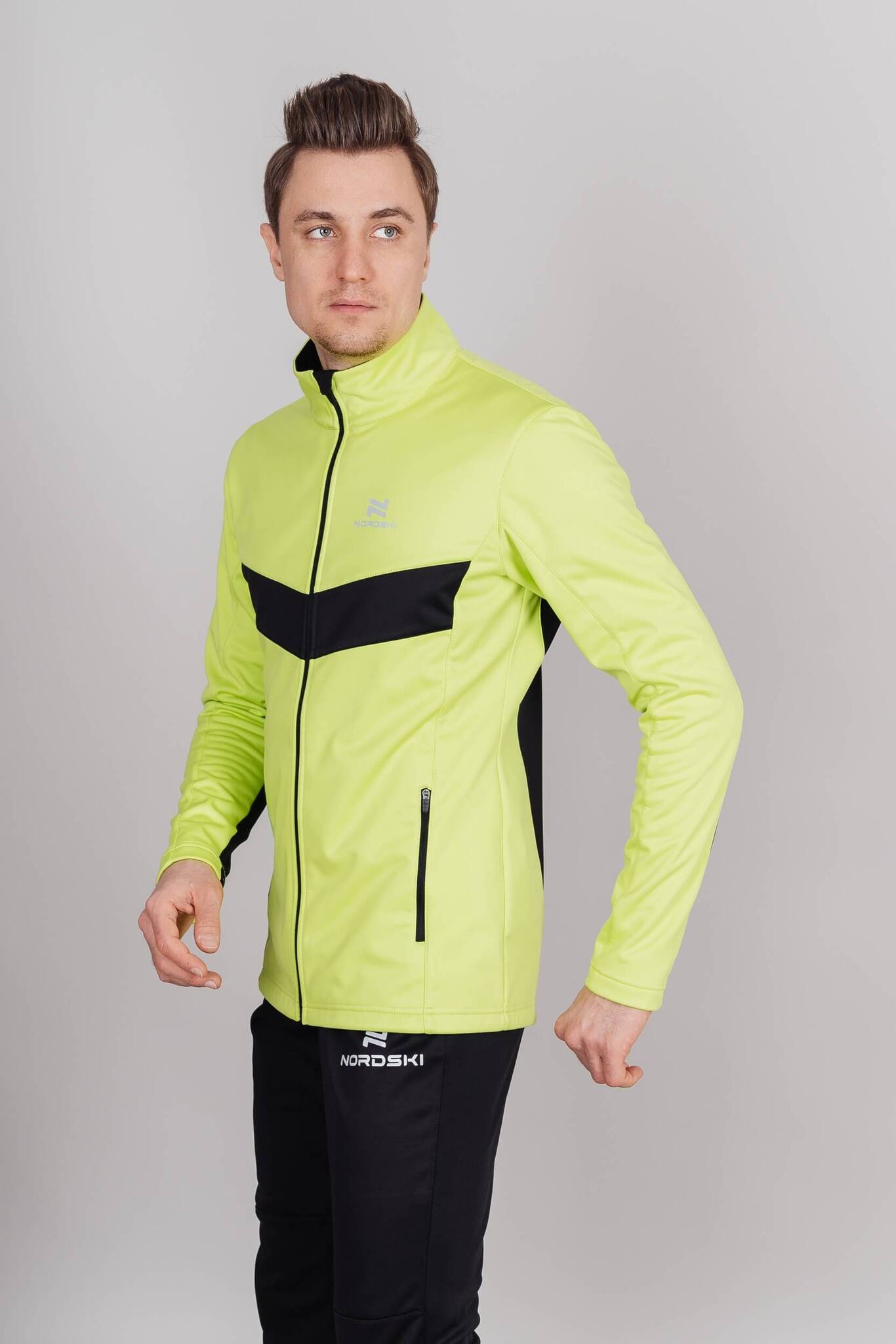 Мужской утепленный разминочный костюм Nordski Base lime-black - 6