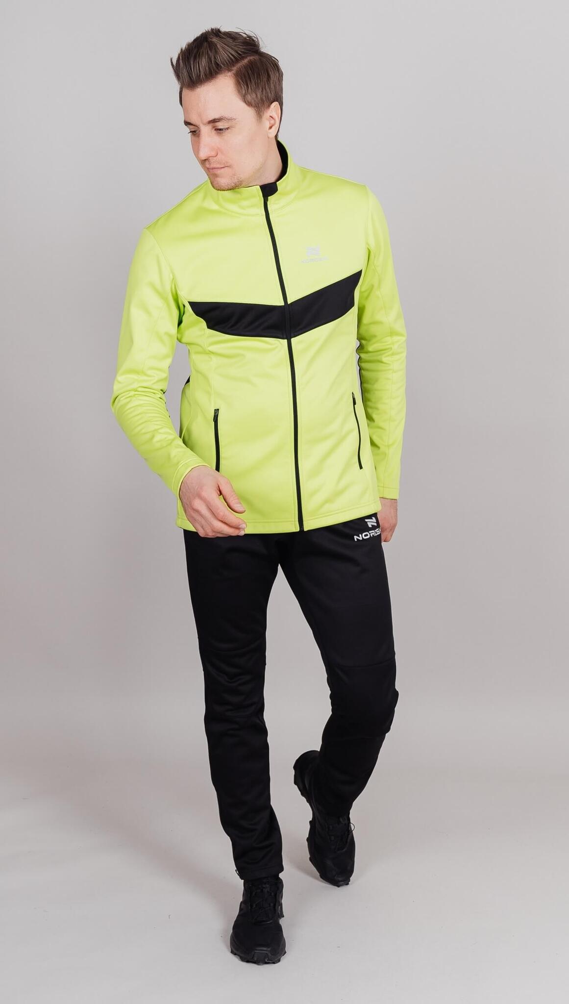 Мужской утепленный разминочный костюм Nordski Base lime-black - 3