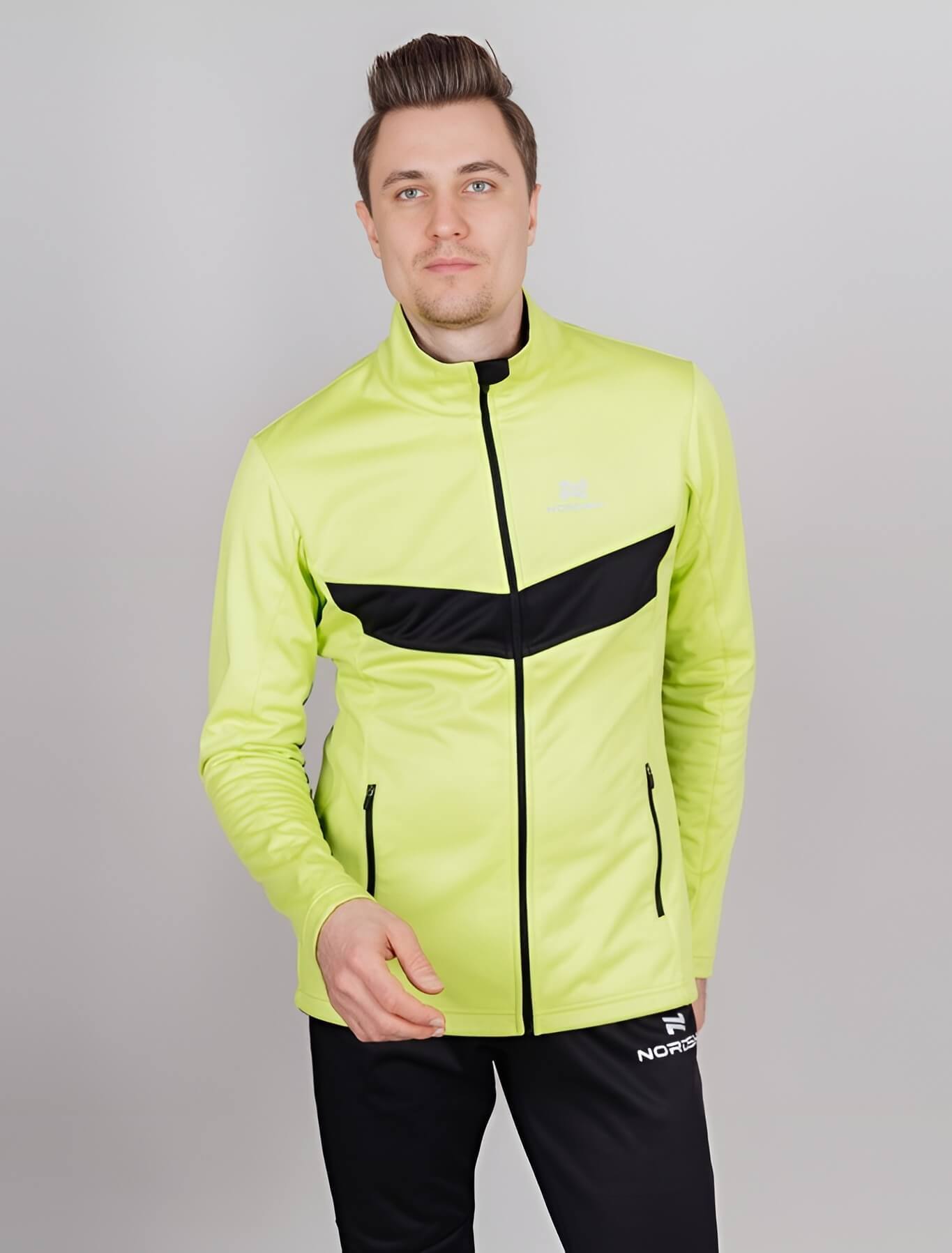 Мужской утепленный разминочный костюм Nordski Base lime-black - 5