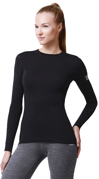 Термобелье футболка Norveg Soft Shirt женская с длинным рукавом чёрная