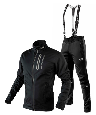 Victory Code Go Fast разминочный лыжный костюм с лямками black