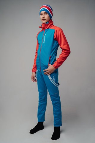 Nordski Jr Premium разминочный лыжный костюм детский blue-red