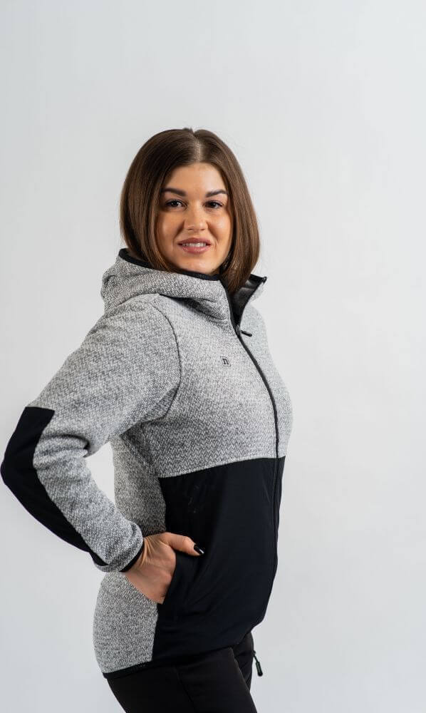 Женская теплая кофта с капюшоном Noname Fleece Jacket WOS 24 серая - 3