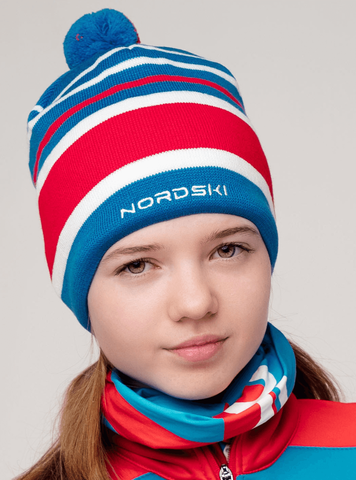 Лыжная вязаная шапка Nordski Bright RUS blue