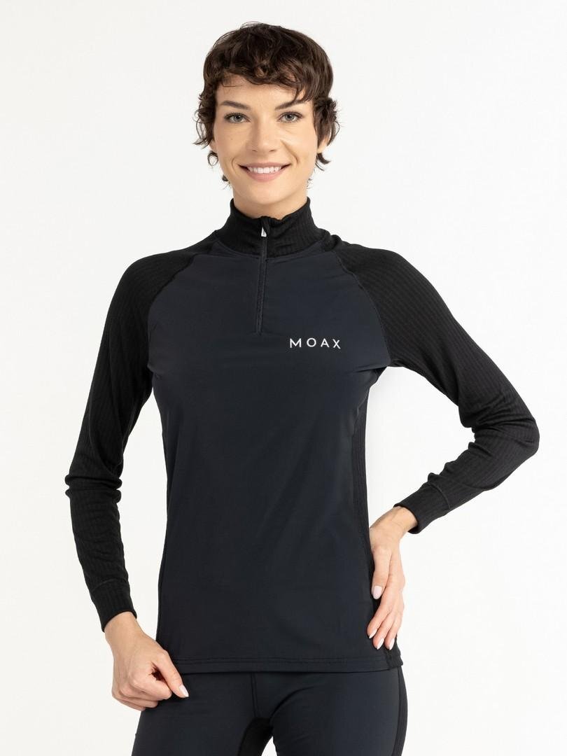 Женская терморубашка с ветрозащитой Moax Race Wind LS черная