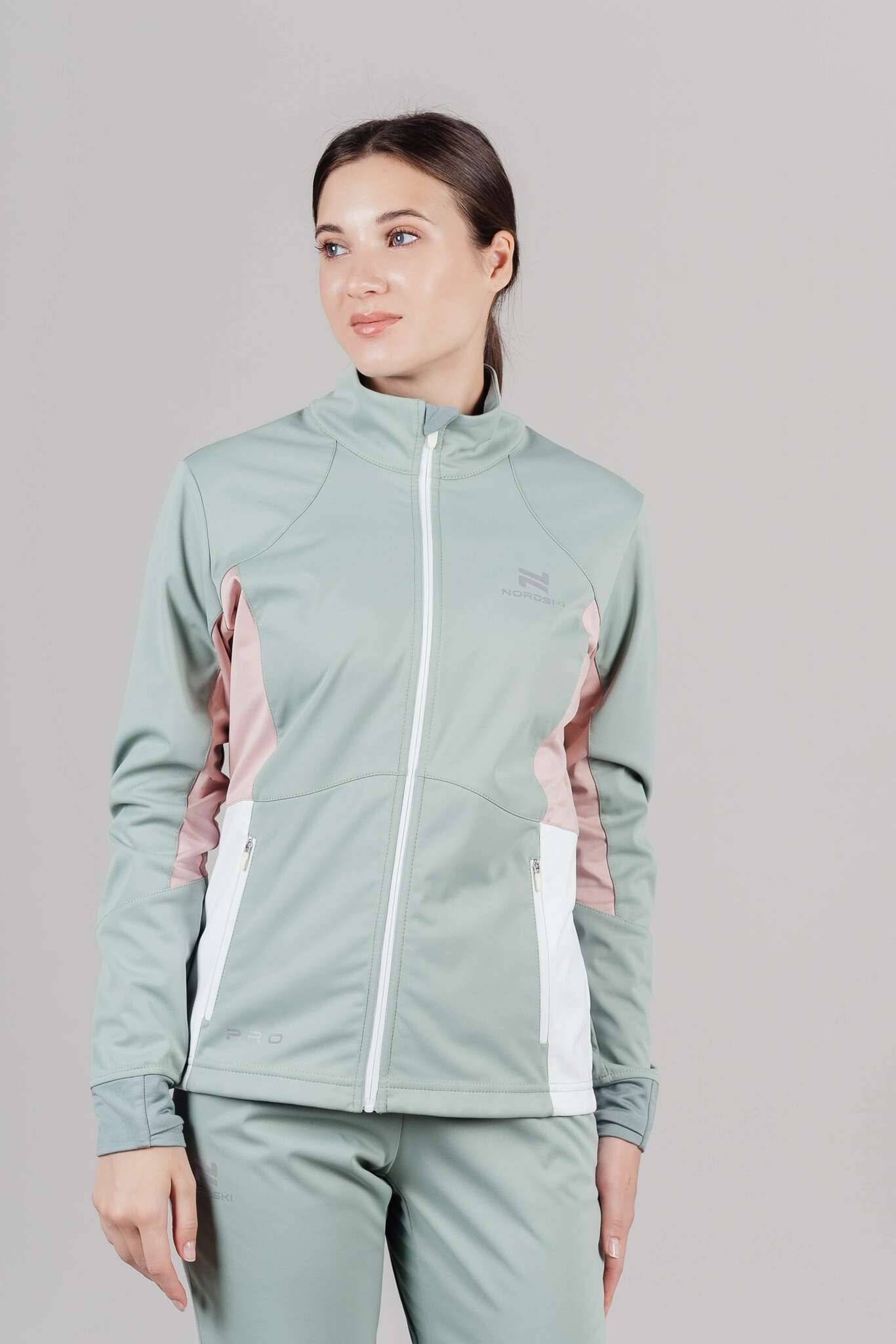 Женская тренировочная лыжная куртка Nordski Pro ice mint-soft pink - 3