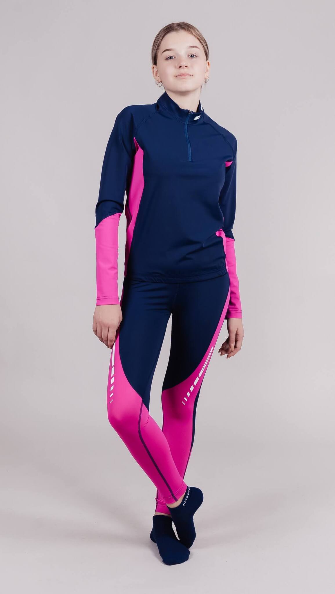 Детский гоночный комбинезон Nordski Jr Base dark blue-pink - 2