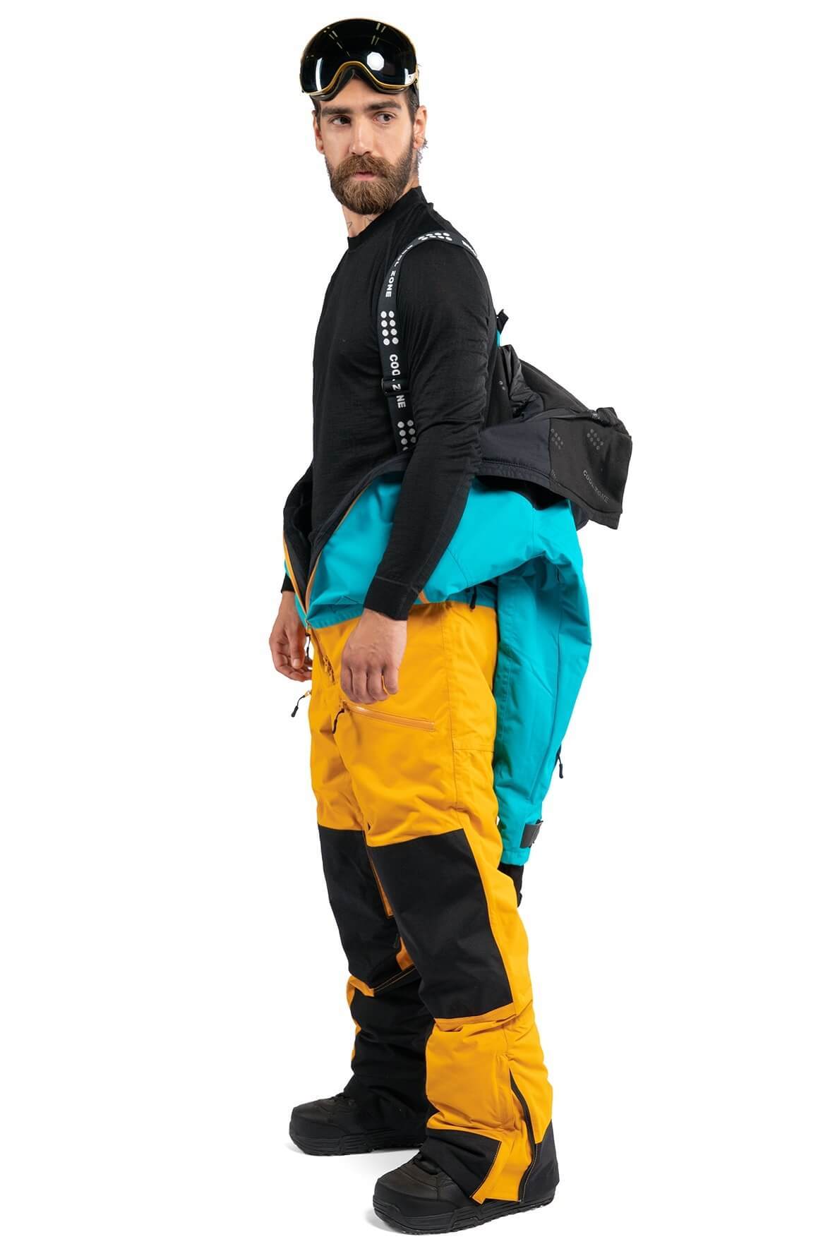 Cool Zone KITE мужской комбинезон для сноуборда черный-волна-горчичный - 4