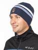 Вязаная шапка с шерстью Moax Tradition Sport Stripe серо-синяя - 2