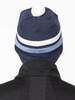 Вязаная шапка с шерстью Moax Tradition Sport Stripe серо-синяя - 4