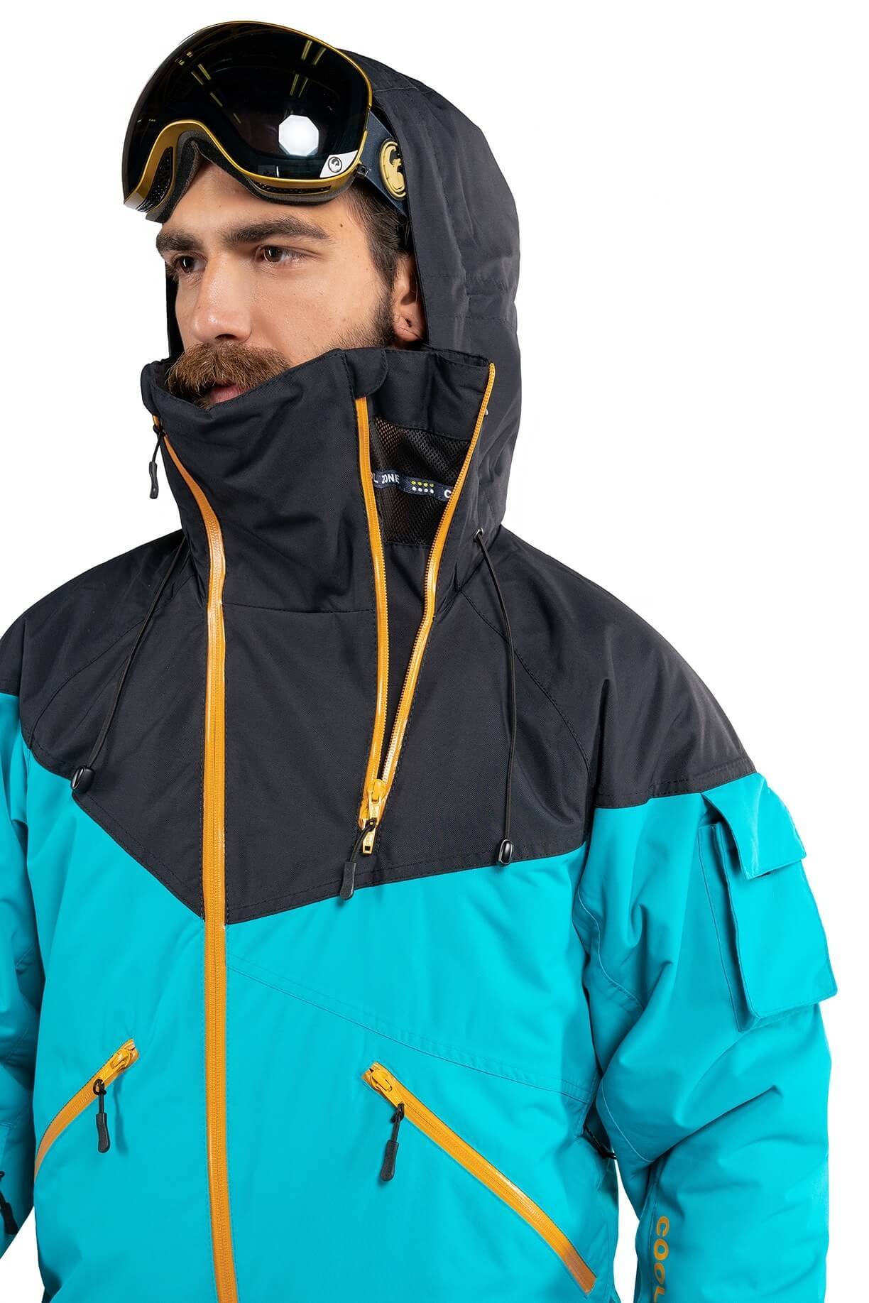 Cool Zone KITE мужской комбинезон для сноуборда черный-волна-горчичный - 5
