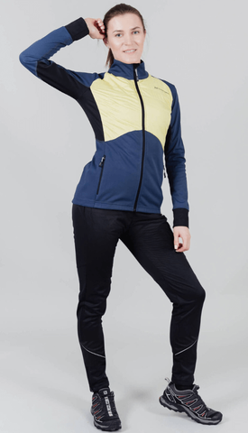Женский костюм для лыж и бега зимой Nordski Hybrid Active blue-yellow