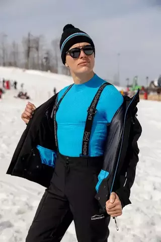 Теплая лыжная шапка Nordski Frost черная-синяя