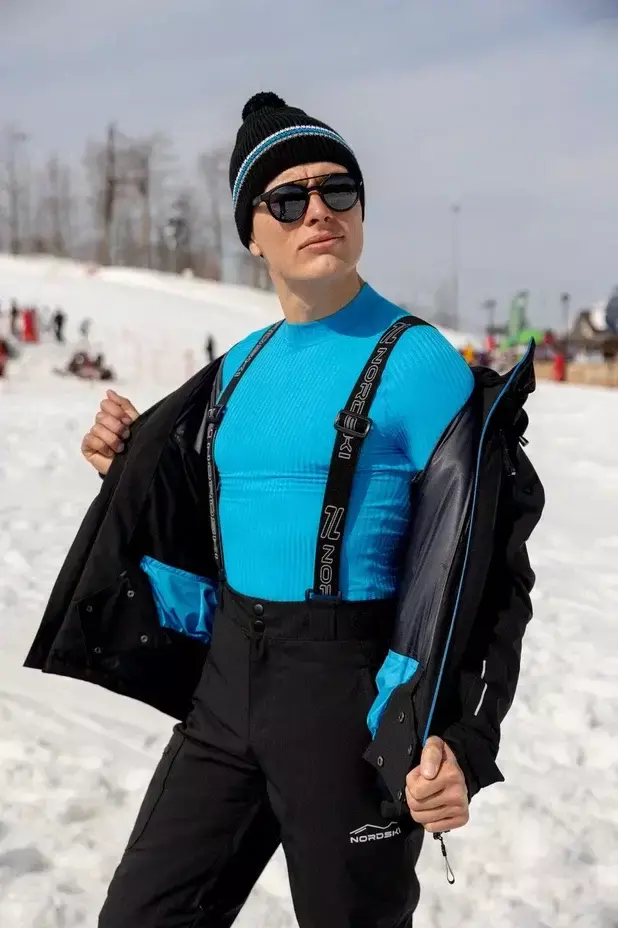 Теплая лыжная шапка Nordski Frost черная-синяя - 4