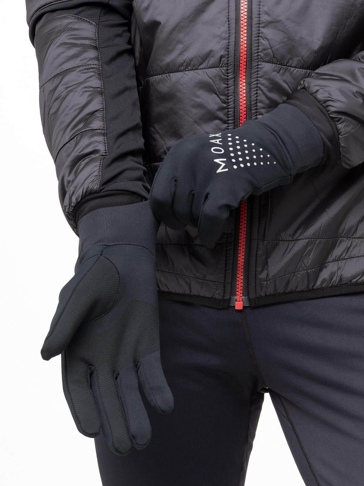 Перчатки для бега Moax Stretch Fit run черные - 2