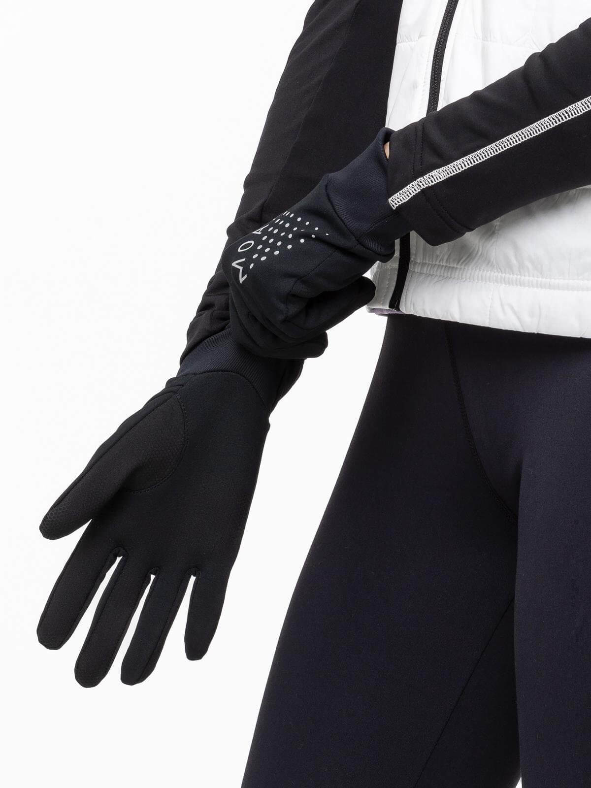 Перчатки для бега Moax Stretch Fit run черные - 4
