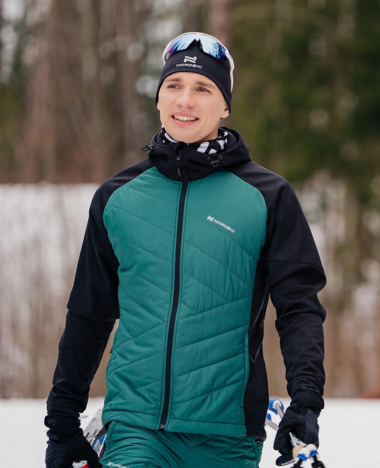 Мужская тренировочная куртка с капюшоном Nordski Hybrid Hood black-alpine green - 2