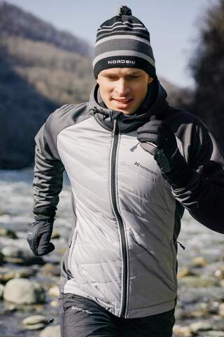 УЦЕНКА-Мужская тренировочная куртка с капюшоном Nordski Hybrid Hood grey