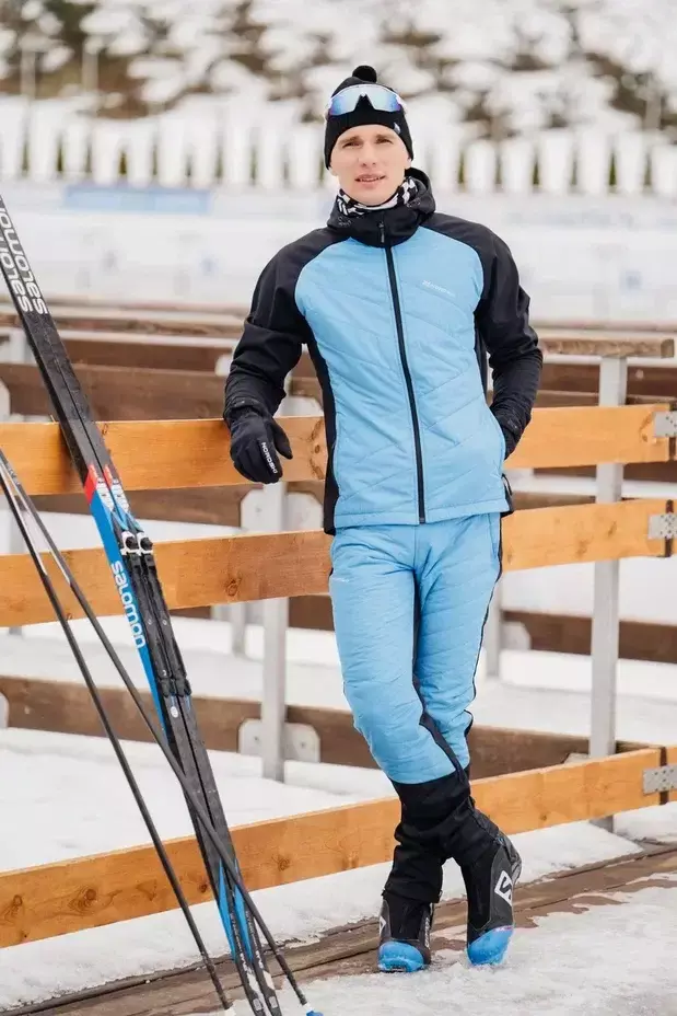 Мужские тренировочные лыжные брюки Nordski Hybrid Warm light blue-black - 10