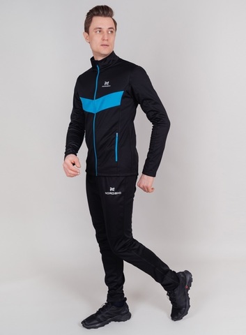 Мужской утепленный разминочный костюм Nordski Base black-blue