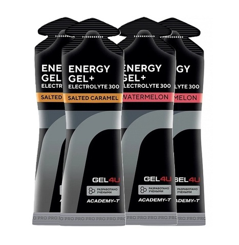 Набор энергетических гелей с электролитами GEL4U Energy GEL 60 г соленая карамель-арбуз 4 шт