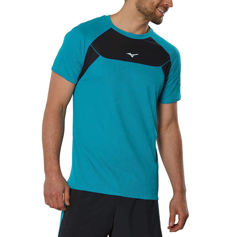 Мужская беговая футболка Mizuno DryAeroFlow Tee синяя - 3