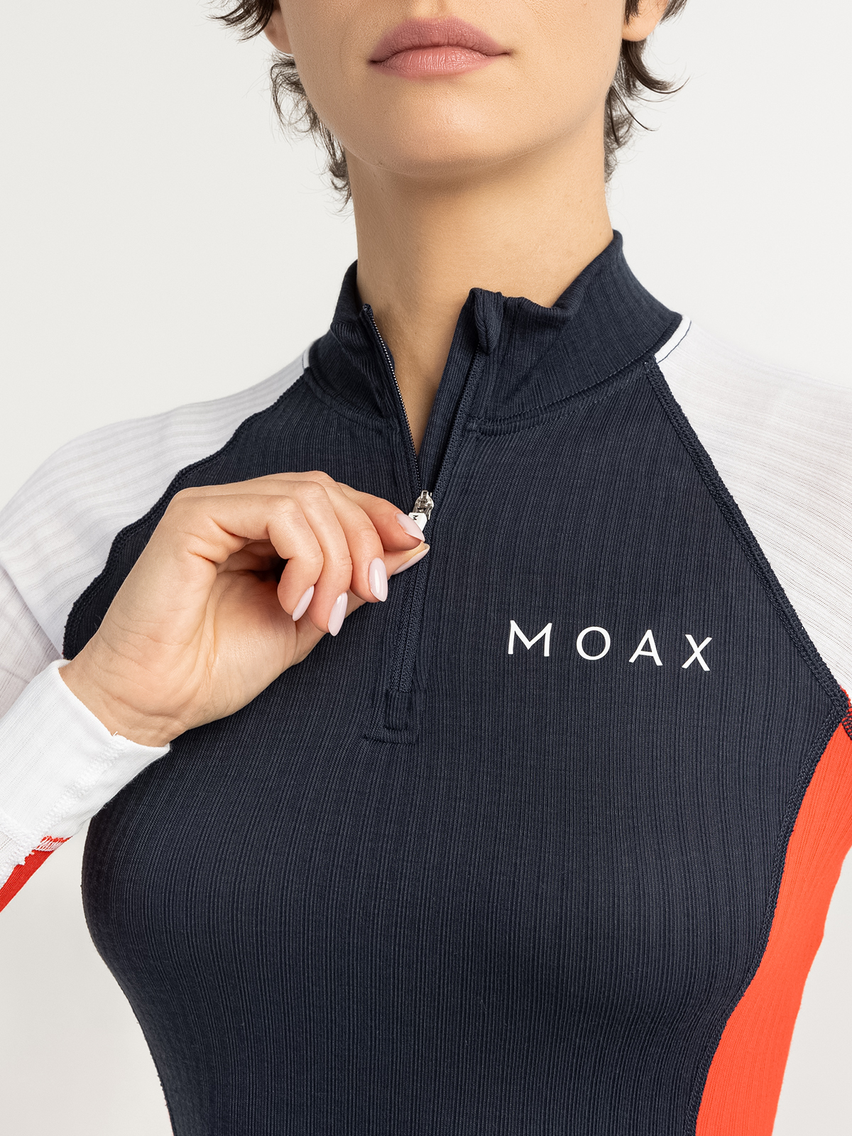 Женская терморубашка с воротником Moax Race LS сине-красная - 7