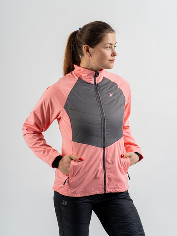 Женская лыжная куртка Noname Hybrid 24 WOS salmon rose-grey