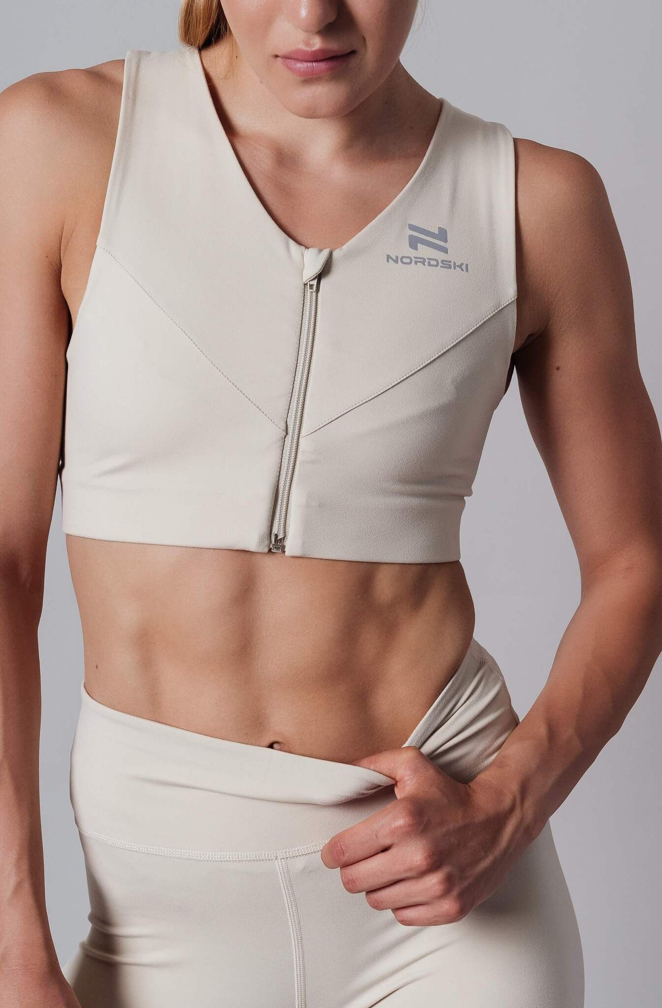 Женский комплект для фитнеса Nordski Training Zip beige-smoky green - 7