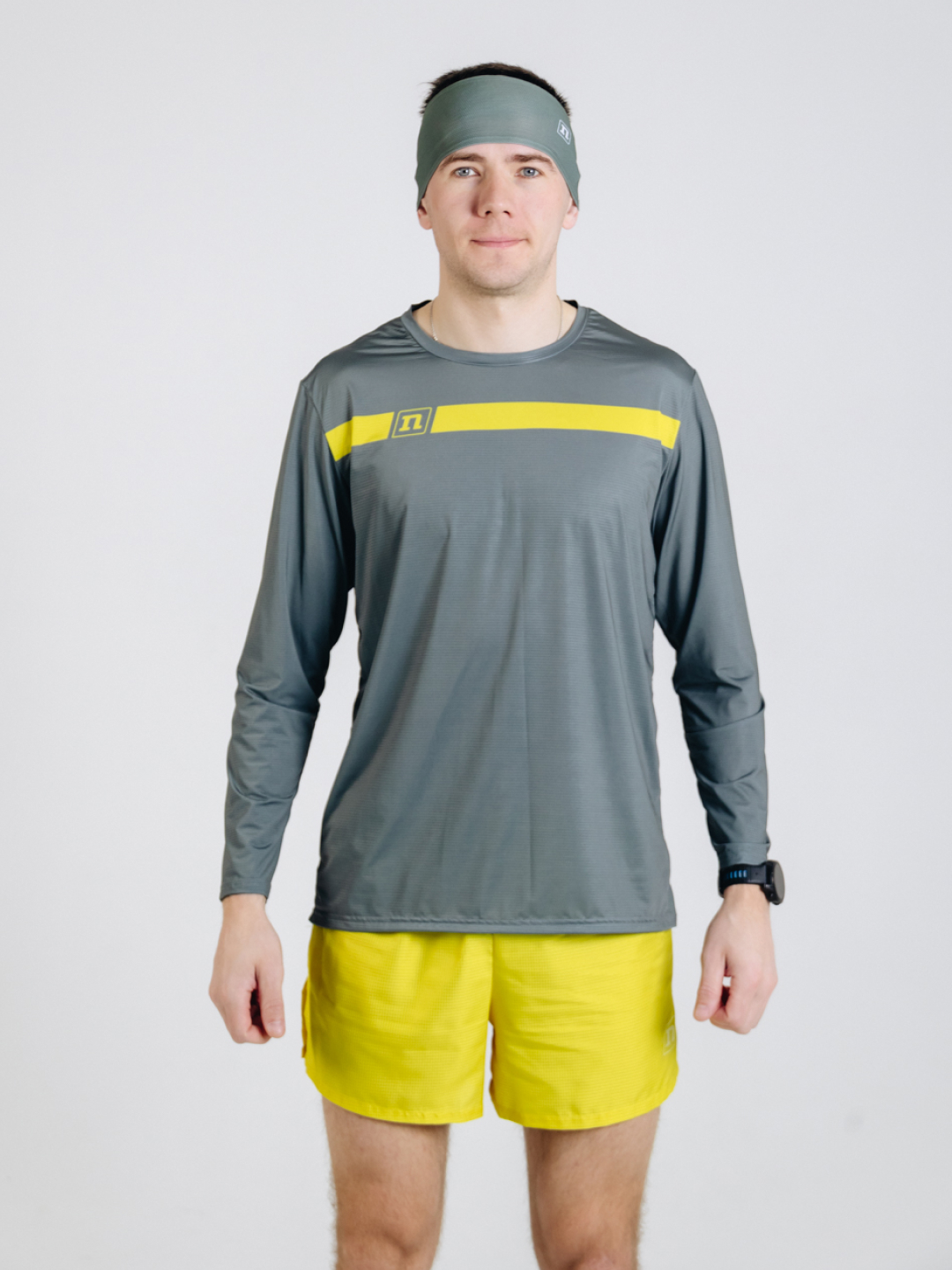 Тренировочный лонгслив Noname Miler LS UX 25 grey-yellow - 2