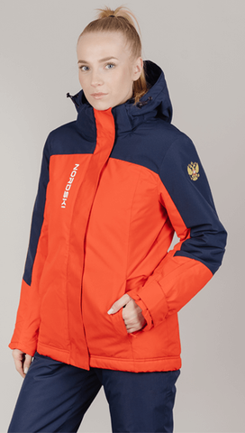 Женская лыжная утепленная куртка Nordski Mount 2.0 red-dark blue